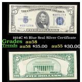 1934C $5 Blue Seal Silver Certificate Grades Choic