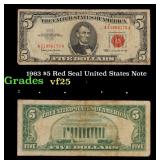 1963 $5 Red Seal United States Note Grades vf+