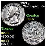 1971-p Washington Quarter 25c Grades GEM+ Unc