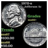 1970-s Jefferson Nickel 5c Grades GEM++ Unc