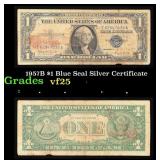 1957B $1 Blue Seal Silver Certificate Grades vf+