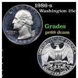 1986-s Proof Washington Quarter 25c Grades GEM++ P