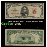 1963 $5 Red Seal United States Note Grades vf+