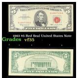 1963 $5 Red Seal United States Note Grades vf++