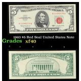 1963 $5 Red Seal United States Note Grades xf