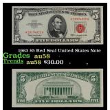1963 $5 Red Seal United States Note Grades Choice