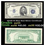 1934D $5 Blue Seal Silver Certificate Grades Choic