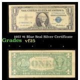 1957 $1 Blue Seal Silver Certificate Grades vf+
