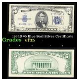 1934D $5 Blue Seal Silver Certificate Grades vf++