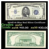 1934D $5 Blue Seal Silver Certificate Grades Selec