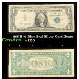 1957B $1 Blue Seal Silver Certificate Grades vf+