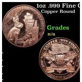 1oz .999 Fine Copper Bullion Round - Jackalope Sty