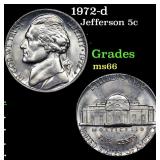 1972-d Jefferson Nickel 5c Grades GEM+ Unc
