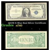 1957B $1 Blue Seal Silver Certificate Grades xf
