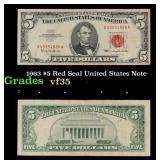 1963 $5 Red Seal United States Note Grades vf++