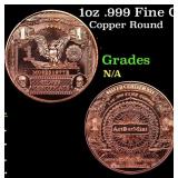 1oz .999 Fine Copper Bullion Round - Dollar Silver