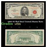 1963 $5 Red Seal United States Note Grades vf++
