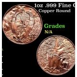1oz .999 Fine Copper Bullion Round - Eagle and For