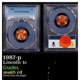 PCGS 1987-p Lincoln Cent 1c ms65 rd PCGS