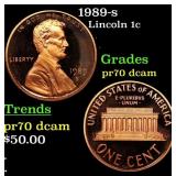 1989-s Proof Lincoln Cent 1c Grades GEM++ Proof De