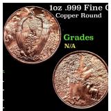 1oz .999 Fine Copper Bullion Round - Eagle and For