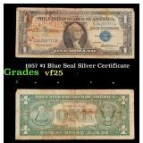 1957 $1 Blue Seal Silver Certificate Grades vf+