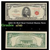 1963 $5 Red Seal United States Note Grades xf