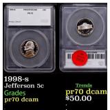 1998-s Proof Jefferson Nickel 5c pr70 dcam SEGS