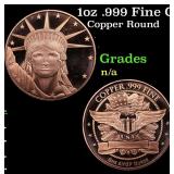 1oz .999 Fine Copper Bullion Round - Statue of Lib