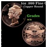 1oz .999 Fine Copper Bullion Round - Mercury Dime