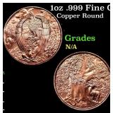 1oz .999 Fine Copper Bullion Round - Eagle and For