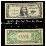 1935E $1 Blue Seal Silver Certificate Grades vf++