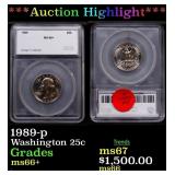 1989-p Washington Quarter 25c ms66+ SEGS