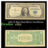 1957 $1 Blue Seal Silver Certificate Grades vf+