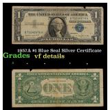 1957A $1 Blue Seal Silver Certificate Grades vf de