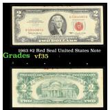1963 $2 Red Seal United States Note Grades vf++