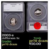 2003-s Proof Jefferson Nickel 5c pr70 dcam SEGS