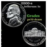 2000-s Proof Jefferson Nickel 5c Grades GEM++ Proo