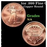 1oz .999 Fine Copper Bullion Round - Walking Liber