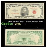 1963 $5 Red Seal United States Note Grades vf++
