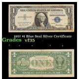 1957 $1 Blue Seal Silver Certificate Grades vf++