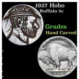1927 Hobo Buffalo Nickel 5c Grades Hand Carved