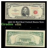1963 $5 Red Seal United States Note Grades vf++