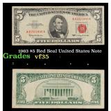 1963 $5 Red Seal United States Note Grades vf++
