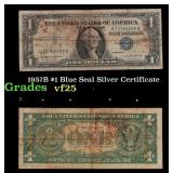 1957B $1 Blue Seal Silver Certificate Grades vf+