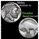 Hobo Buffalo Nickel 5c Grades Hand Carved