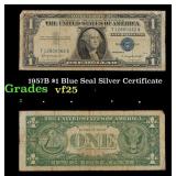 1957B $1 Blue Seal Silver Certificate Grades vf+