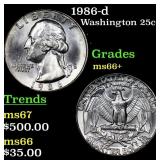 1986-d Washington Quarter 25c Grades GEM++ Unc