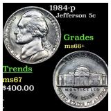 1984-p Jefferson Nickel 5c Grades GEM++ Unc