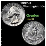 1987-d Washington Quarter 25c Grades GEM+ Unc